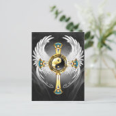 Devine Egyptian Gold Yin Yang Symbol Briefkaart (Staand voorkant)