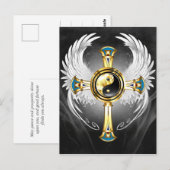 Devine Egyptian Gold Yin Yang Symbol Briefkaart (Voorkant / Achterkant)
