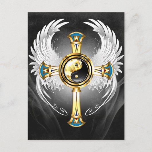 Devine Egyptian Gold Yin Yang Symbol Briefkaart (Voorkant)