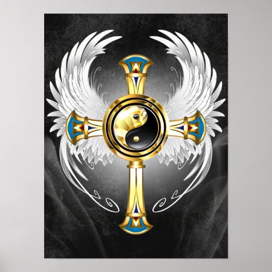 Devine Egyptian Gold Yin Yang Symbol Poster (Voorkant)
