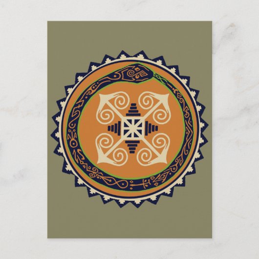 Devine Fire Wheel with Ouroboros Snake VooDoo Briefkaart (Voorkant)