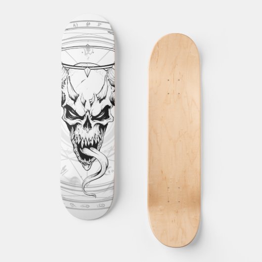 Devine Skull of Death (Wit) Persoonlijk Skateboard (Voorkant)