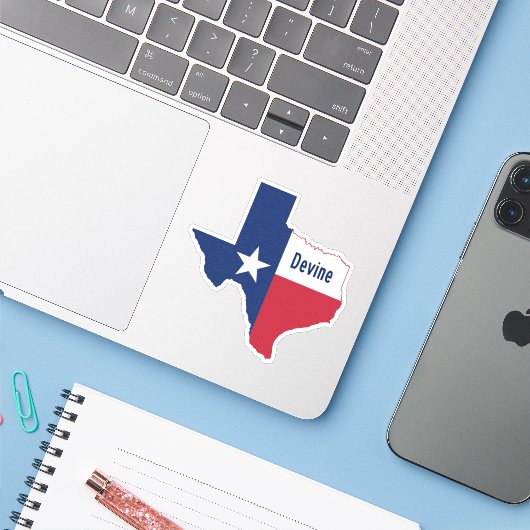 Devine Texas Flag Sticker (Laptop met iPhone)