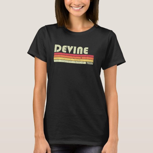 DEVINE TX TEXAS Funny City Home Roots Gift Retro 7 T-shirt (Voorkant)
