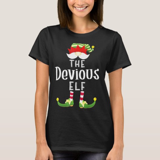 Devious Elf Group Kerstmis Pajama Partij T-shirt (Voorkant)