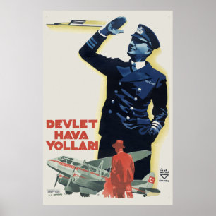Devlet Hava Turkey Vintage Poster 1938