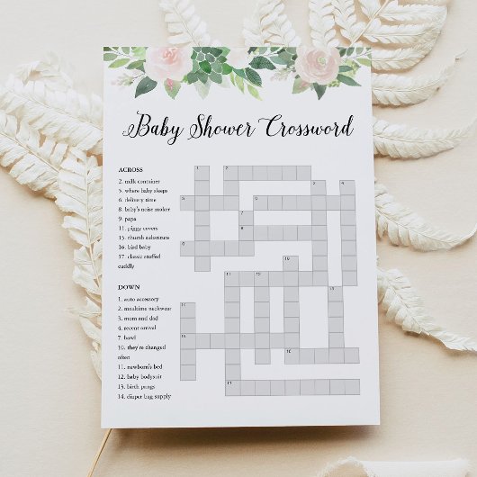 DEVON Baby shower Crossword Game Kaart