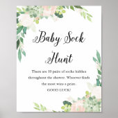 DEVON Baby Sock Hunt Baby shower Game Sign Poster (Voorkant)