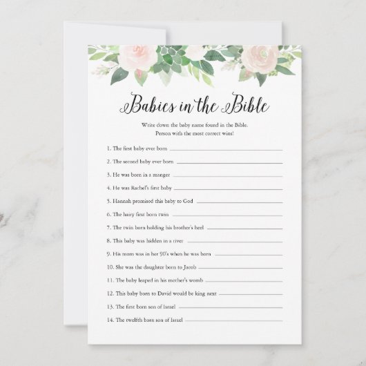 DEVON baby's in het Bijbel Baby shower spel Kaart (Voorkant)