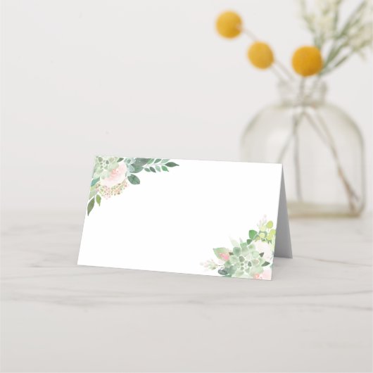 DEVON Blush Bloemige Succulente Groenvoorziening Plaatskaartje (Voorkant)