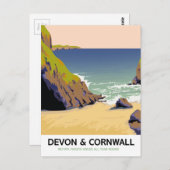 Devon & Cornwall "go by rail" reizen naar  stijl Briefkaart (Voorkant / Achterkant)