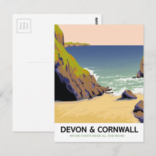 Devon & Cornwall "reis per trein" vintage reisstij Briefkaart