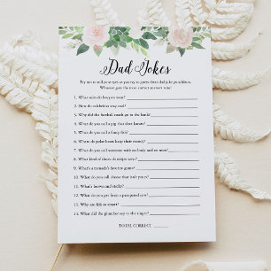 DEVON Dad Jokes Greenery Baby shower Game Kaart