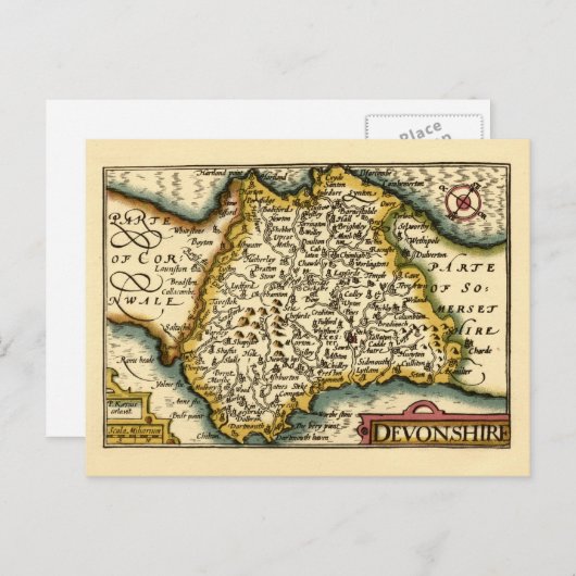 Devon (Devonshire) County Engeland Antiquarische k Briefkaart (Voorkant / Achterkant)