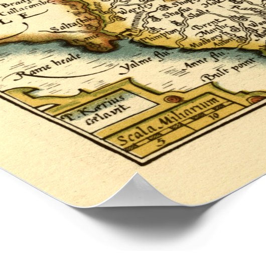 Devon (Devonshire) County Engeland Antiquarische k Poster (Hoek)