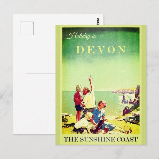 Devon England Travel Poster Briefkaart (Voorkant / Achterkant)