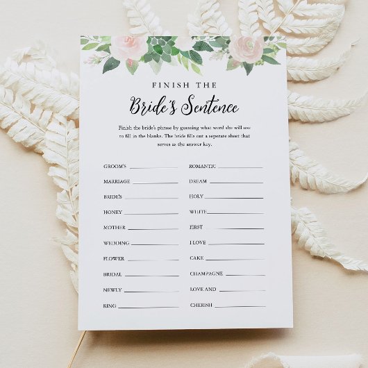 DEVON Finish the Bride's Phrase Bruidsspel Kaart