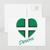 Devon Flag Heart met naam Briefkaart (Voorkant / Achterkant)
