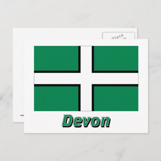 Devon Flag met naam Briefkaart (Voorkant / Achterkant)