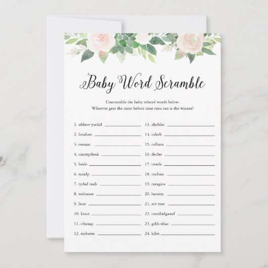 DEVON Greenery Baby Word Scramble Game Kaart (Voorkant)