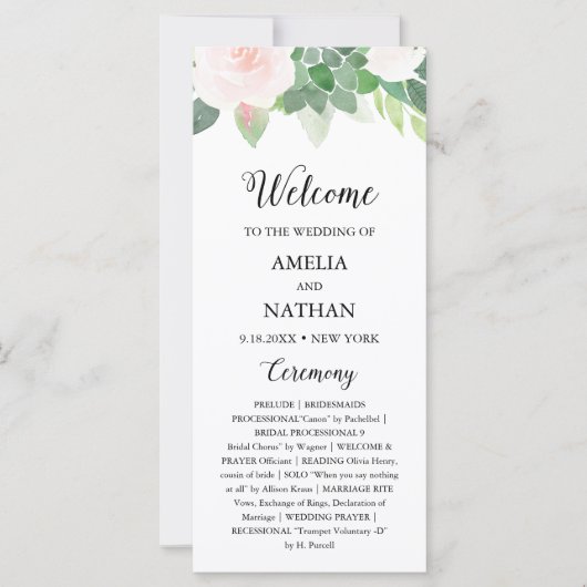 DEVON Greenery Succulent Wedding Programme (Voorkant)