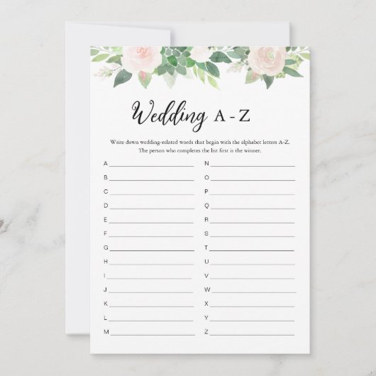 DEVON Groen Bruiloft A-Z Vrijgezellenfeest Spel Ka Kaart (Voorkant)