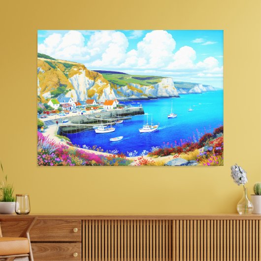 "Devon Harbour Dreamscape" - Een Engels zeegezicht Canvas Afdruk (Insitu (Woonkamer))