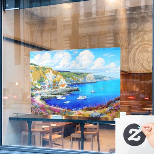 "Devon Harbour Dreamscape" - Een Engels zeegezicht Raamsticker (Cafe Raam)