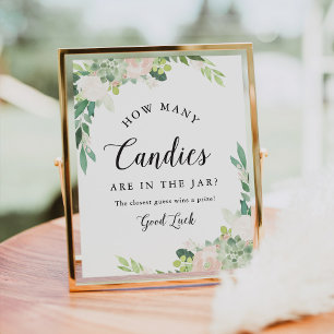 DEVON Hoeveel Snoepjes in Jar Baby shower spel Poster