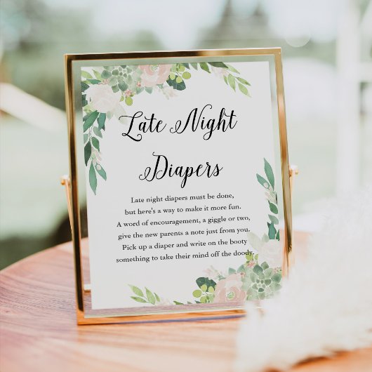 DEVON Late Night Luiers Baby shower teken Poster