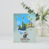 Devon Map Travel poster Briefkaart (Staand voorkant)