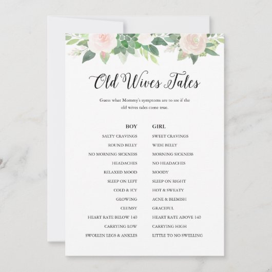 DEVON Old Wives Tales Baby shower Game Kaart (Voorkant)