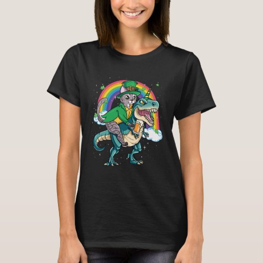 Devon Rex Beer Dino Rex Horn Rainbow Cat T-shirt (Voorkant)