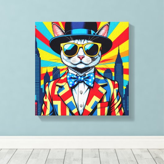 DEVON REX-BIG CITY CAT 2 CANVAS AFDRUK (Insitu (Houten vloer))
