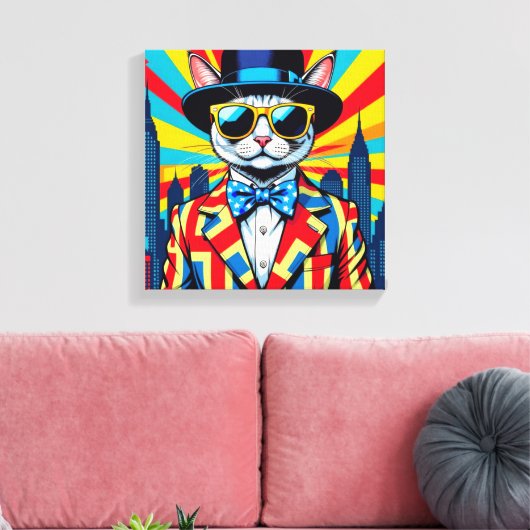 DEVON REX-BIG CITY CAT 2 CANVAS AFDRUK (Insitu (Woonkamer))