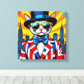 DEVON REX-BIG CITY CAT 3 CANVAS AFDRUK (Insitu (Houten vloer))