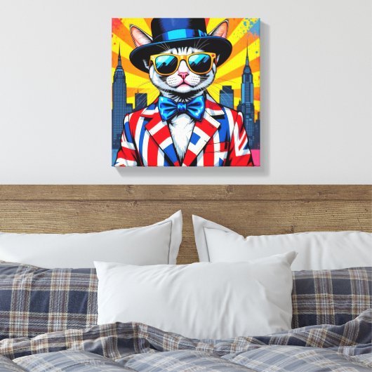 DEVON REX-BIG CITY CAT 3 CANVAS AFDRUK (Insitu (Slaapkamer))