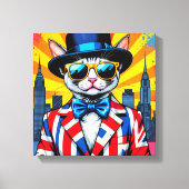 DEVON REX-BIG CITY CAT 3 CANVAS AFDRUK (Voorkant)