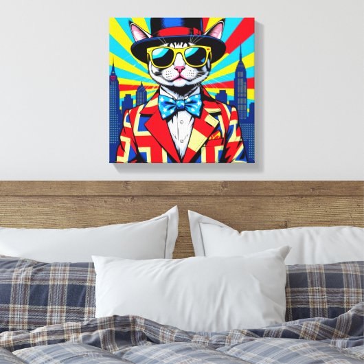 DEVON REX-BIG CITY CAT 4 CANVAS AFDRUK (Insitu (Slaapkamer))