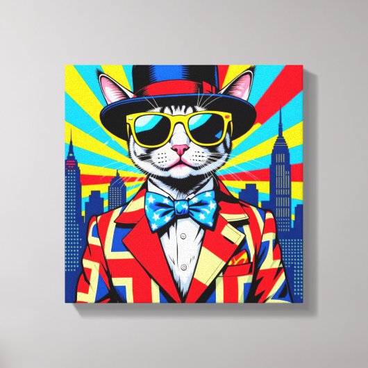 DEVON REX-BIG CITY CAT 4 CANVAS AFDRUK (Voorkant)