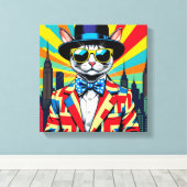 DEVON REX-BIG CITY CAT CANVAS AFDRUK (Insitu (Houten vloer))