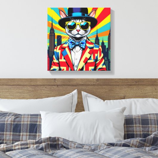 DEVON REX-BIG CITY CAT CANVAS AFDRUK (Insitu (Slaapkamer))