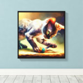 Devon Rex Cat Canvas Afdruk (Insitu (Houten vloer))