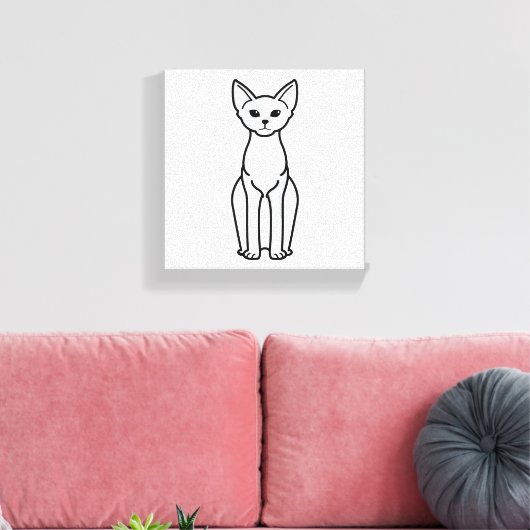 Devon Rex Cat Cartoon Canvas Afdruk (Insitu (Woonkamer))