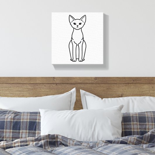 Devon Rex Cat Cartoon Canvas Afdruk (Insitu (Slaapkamer))