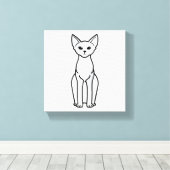 Devon Rex Cat Cartoon Canvas Afdruk (Insitu (Houten vloer))