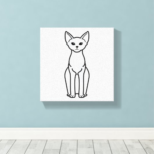 Devon Rex Cat Cartoon Canvas Afdruk (Insitu (Houten vloer))
