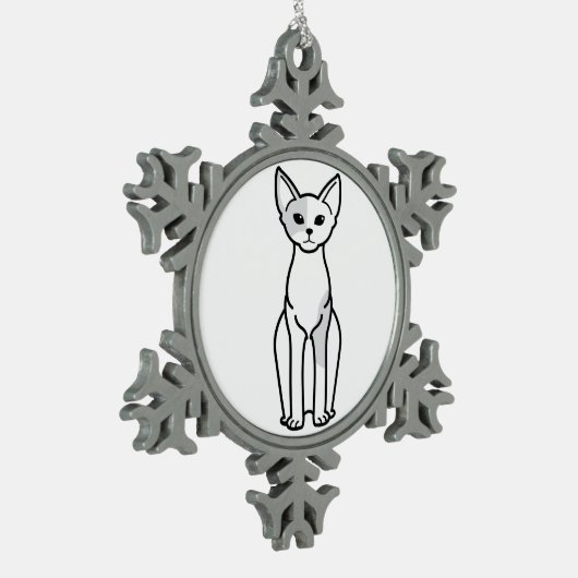 Devon Rex Cat Cartoon Tin Sneeuwvlok Ornament (Links)