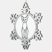 Devon Rex Cat Cartoon Tin Sneeuwvlok Ornament (Rechts)