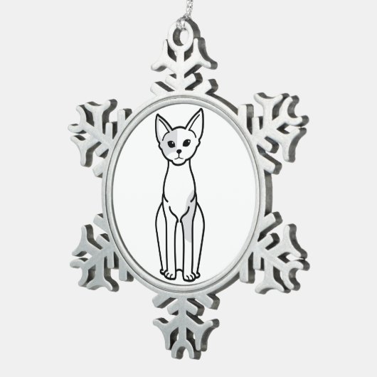 Devon Rex Cat Cartoon Tin Sneeuwvlok Ornament (Rechts)